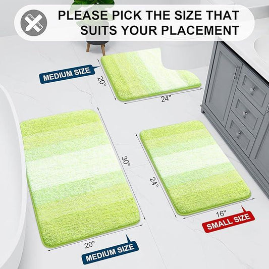 Arotive Microfiber Bathroom Rugs, Shaggy Soft and Absorbent Contour Toilet Rugs, Non-Slip, Thick Plush Machine Washable Dry Bath Mats for Toilet Base, 30x20, Light Green, Rectangular - ModernBath