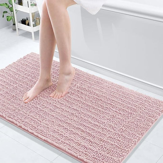 Arotive Luxury Chenille Bathroom Rug Mat, Extra Soft Thick Absorbent Shaggy Bath Rugs, Non-Slip Machine Wash Dry, Plush Bath Mats for Bathroom, Shower and Tub, 47x24, Dirty Pink - ModernBath