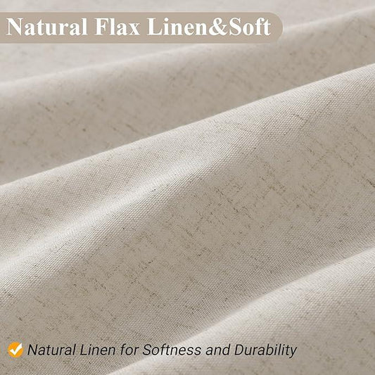 Naturoom Light Tan Linen Shower Curtain, Cloth Textured Fabric Shower Curtain Set with Hooks, Simple Elegant Modern Farmhouse Country Ultra Thick Bath Curtains for Bathroom,Water Repellent,108x72 - ModernBath