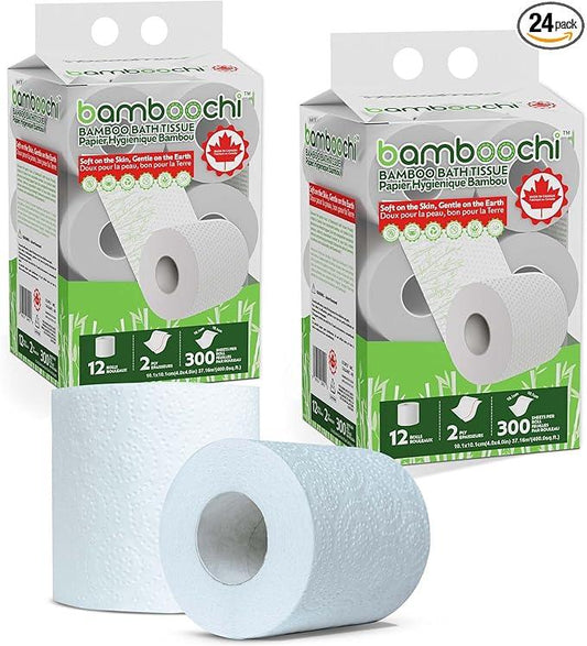 Bamboo Toilet Paper, Septic Safe Toilet Paper 2 Ply 24 Rolls 300 Sheets Per Roll, Soft Unscented Bath Tissue, RV Safe, Eco-Friendly, Non Chlorine, PFAS Free, Made in Canada - ModernBath