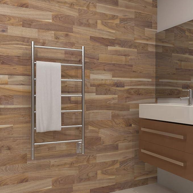 Amba Jeeves FSB Model F-Straight 7-Bar Hardwired Towel Warmer in Brushed - ModernBath