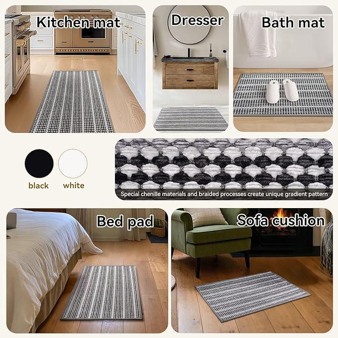 YDKGL Super Absorbent Non Slip Bath Mats for Bathroom,FloorShower,Sink.Machine Washable Bathroom Rugs,Rubber Backed Bathroom Mats,Ultra Soft(Black 16x24) - ModernBath