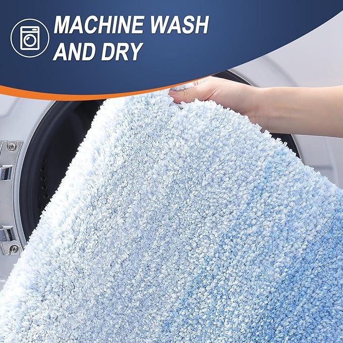 OLANLY Bathroom Rugs Mat 24x16, Extra Soft Absorbent Microfiber Bath Rugs, Rubber Backing, Quick Dry, Machine Washable Bath Mats for Bathroom Floor, Tub and Shower, Home Decor Accessories, Light Blue - ModernBath