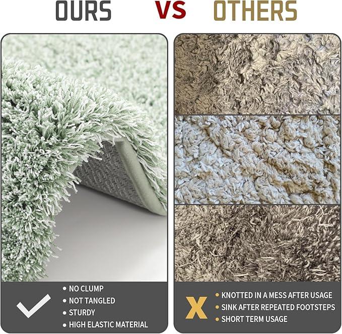 Yimobra Bathroom Rugs for Home Essentials, Non Slip Washable Bath Mat, Soft Water Absorbent Plush Shower Rug for Bathroom Floor, Bath Decor Accessories, 24x17, Light Green White - ModernBath