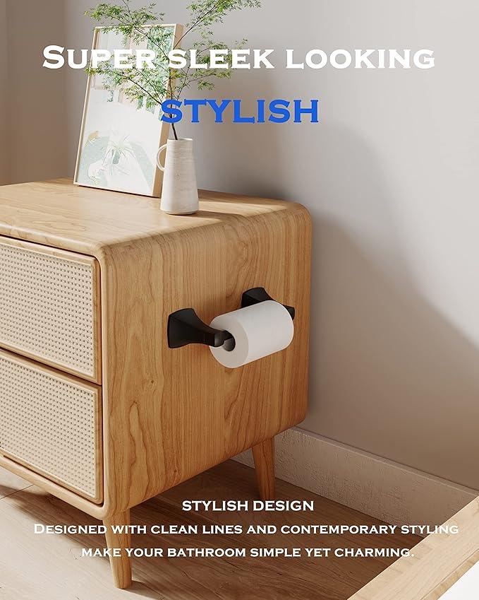 Matte Black Toilet Paper Holder Bathroom Double Post Pivoting Tissue Roll Holder Stainless Steel and Zinc Alloy Wall Mount - ModernBath