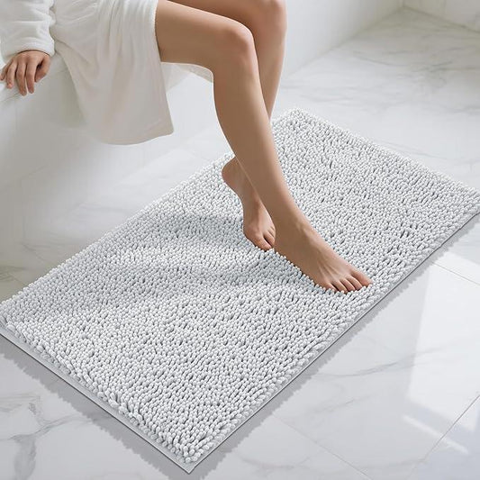 Yimobra Long Bathroom Rugs 44"x24", Extra Soft Non Slip Bath Mat for Tub, Super Absorbent Quick Dry Shaggy Rug Floor Carpet, Machine Washable,Silver - ModernBath