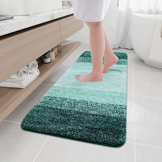 Arotive Microfiber Bathroom Rugs, Shaggy Soft and Absorbent Bath Rug, Non-Slip, Thick Plush Machine Washable Dry Bath Mats for Bathroom, Tub and Shower, 47x17, Dark Green, Rectangular - ModernBath