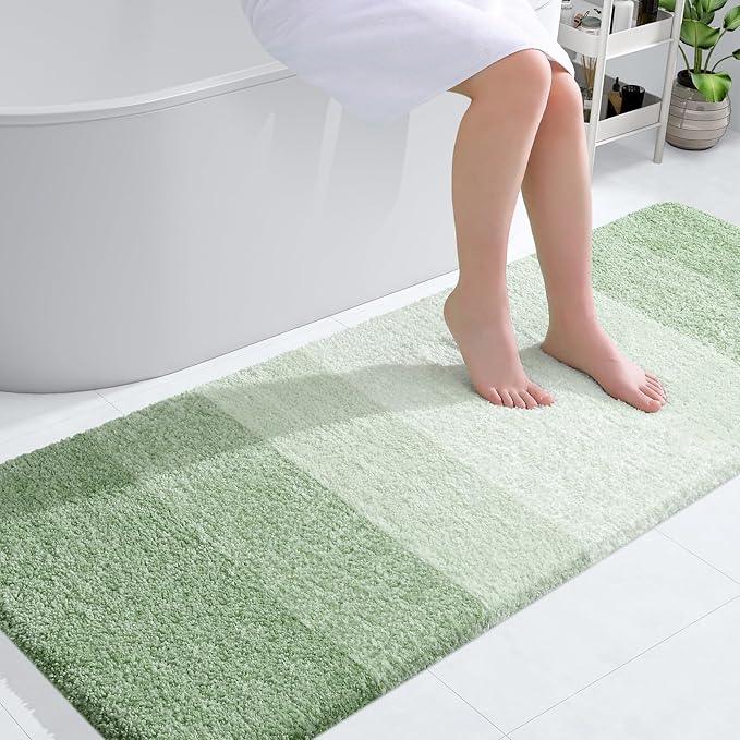 OLANLY Bathroom Runner Rugs 59x24, Extra Soft Absorbent Microfiber Bath Rugs, Rubber Backing, Quick Dry, Washable Bath Mats for Bathroom Floor, Tub and Shower, Home Decor Accessories, Sage Green - ModernBath