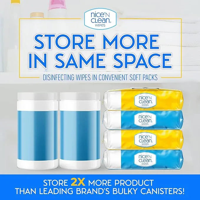 Nice 'N Clean Disinfecting Surface Wipes 304ct | Cleans & Disinfects Home & Kitchen Surfaces | Fresh & Lemon Scent - ModernBath