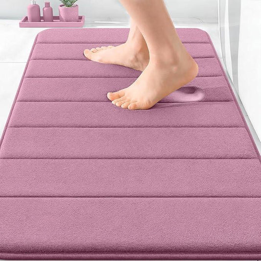OLANLY Memory Foam Bath Mat 30x20, Super Soft Absorbent Bathroom Rugs, Quick Dry, Machine Washable Shower Floor Rugs, Bathmat Carpet, Bathroom Home Decor Accessories, Deep Plum - ModernBath