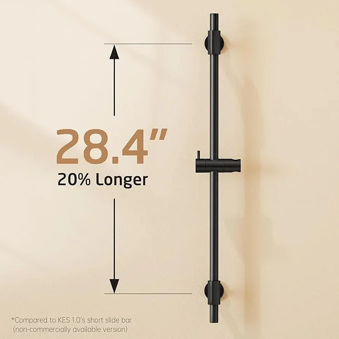 KES 30-Inch Matte Black Shower Slide Bar with Adjustable Handheld Shower Head Holder for Bathroom Wall Mount 18/8 Stainless Steel, F209S78-BK - ModernBath