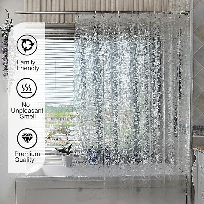 TIKABC Shower Curtain Liner, 4G PEVA Shower Liner, Plastic Waterproof Shower Curtains, 72x72 inch with Grommet Holes 3 Magnetic Weights - ModernBath