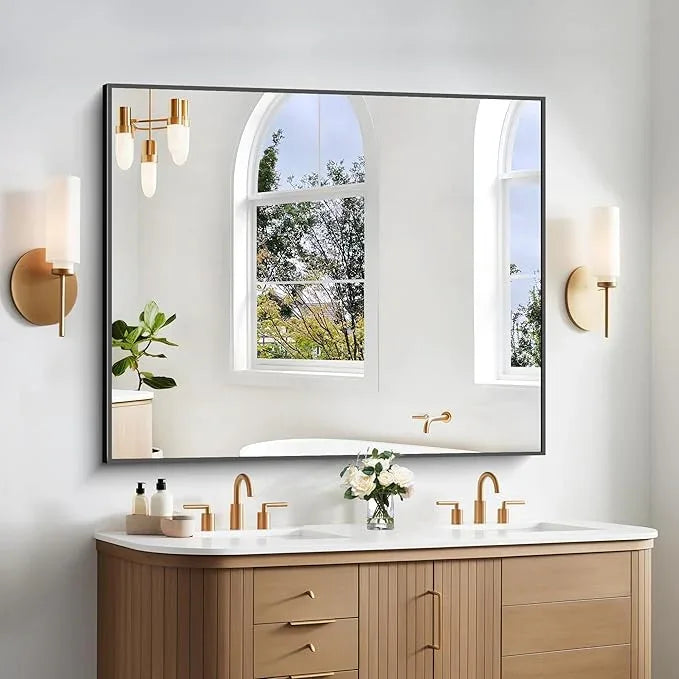 BONEWEI Bathroom Mirror,40x48 inch Bathroom Mirrors for Over Sink,Large Wall Mirror for Bathroom Wall Mounted Rectangle Mirrors,Black Vanity Mirror for Living Room,Bedroom Entryway,Horizontal/Vertical - ModernBath