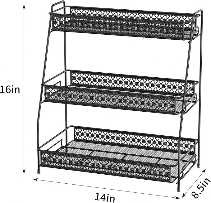 SILUB Vintage 3 Tier Spice Rack Organizer for Kitchen Counter, Bathroom Counter Organizer, 3 Tier Bathroom Counter Organizer for Spices Makeup Perfumes, Retro Countertop Organizer - ModernBath