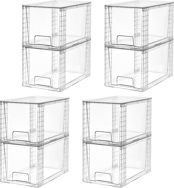 Vtopmart 8 Pack Large Stackable Storage Drawers,Clear Acrylic Drawer Organizers with Handles, Easily Assemble for Fridge, Bathroom,Kitchen Undersink,Cabinet,Pantry Organization and Storage - ModernBath