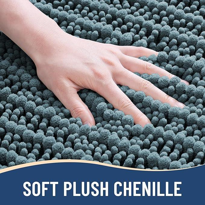 Arotive Luxury Chenille Bathroom Rug Mat, Extra Soft Thick Absorbent Shaggy Bath Rugs, Non-Slip Machine Wash Dry, Plush Bath Mats for Bathroom, Shower and Tub, 34x21, Smoky Gray - ModernBath