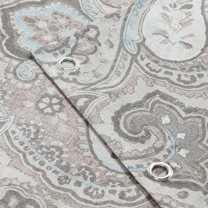 BESTRIPES Fabric Shower Curtain, Taupe and Blue Paisley Print Shower Curtains for Bathroom, 72" W x 72" H - ModernBath