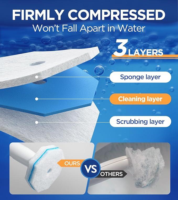 64 Count Toilet Wand Refills for Clorox Toilet Wand, 5X Cleaning Power Toilet Bowl Cleaners with Exclusive Formula, High-Density Disposable Toilet Brush Scrubber - No Falling Apart, Fresh Fragrance - ModernBath
