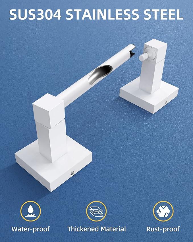 Ruacq Toilet Paper Holder-White Tissue Roll Holder Double Post Pivoting Square Base Wall Mounted for Bathroom - ModernBath
