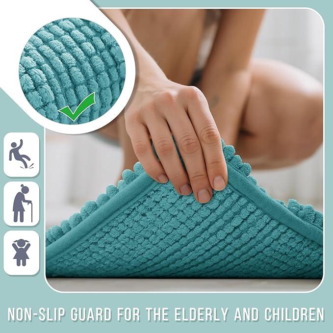 Yimobra Bathroom Rug Mat 36 x 24, Non Slip and Super Absorbent Bath Mat,Machine Washable Quick Dry,Ultra Plush Chenille Shower Rugs for Bathroom Floor Sink Tub and Shower Outside,Teal Blue - ModernBath