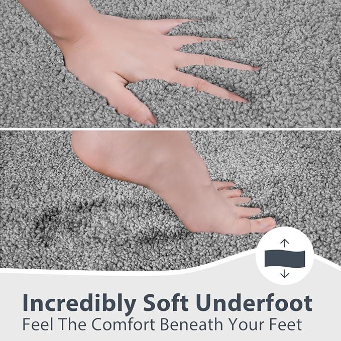anllugs Bathroom Rugs 24" x 60", Non-Slip Extra Soft Absorbent Bath Rugs, Machine Washable Quick Dry Bath Mats for Bathroom Floor, Shower, Bathtub and Sink, Grey & Dark Grey - ModernBath