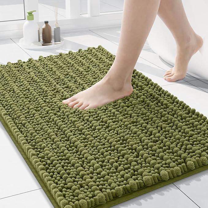 Arotive Luxury Chenille Bathroom Rug Mat, Extra Soft Thick Absorbent Shaggy Bath Rugs, Non-Slip Machine Wash Dry, Plush Bath Mats for Bathroom, Shower and Tub, 24x16, Willow Green - ModernBath