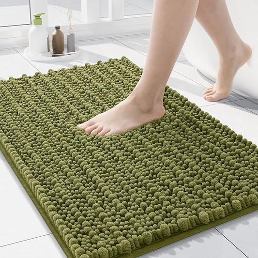 Arotive Luxury Chenille Bathroom Rug Mat, Extra Soft Thick Absorbent Shaggy Bath Rugs, Non-Slip Machine Wash Dry, Plush Bath Mats for Bathroom, Shower and Tub, 24x16, Willow Green - ModernBath