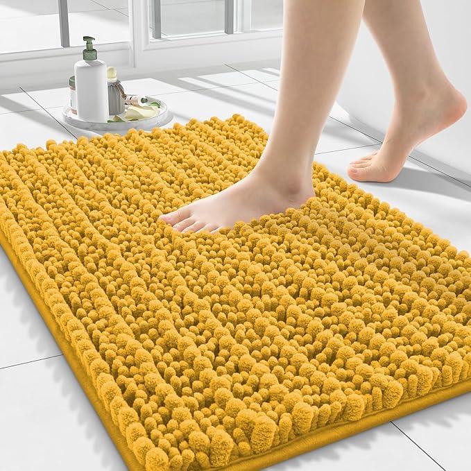 Smiry Bathroom Rugs Mat 24x16, Extra Soft Absorbent Chenille Bath Rugs, Non Slip Rubber Backing Machine Washable Quick Dry Bath Mats for Bathroom Floor, Tub, Shower, Home Accessories, Golden Yellow - ModernBath