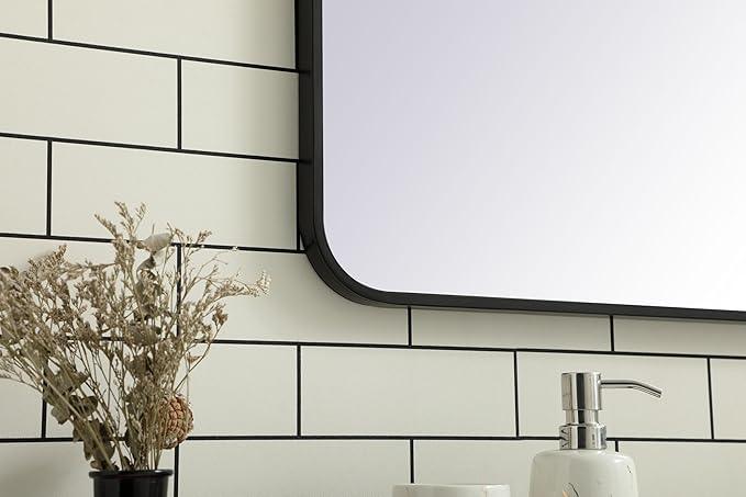 ARS Concepts Aura, Soft Corner Metal Rectangular Mirror 36X40 Inch in, Modern, Black - ModernBath