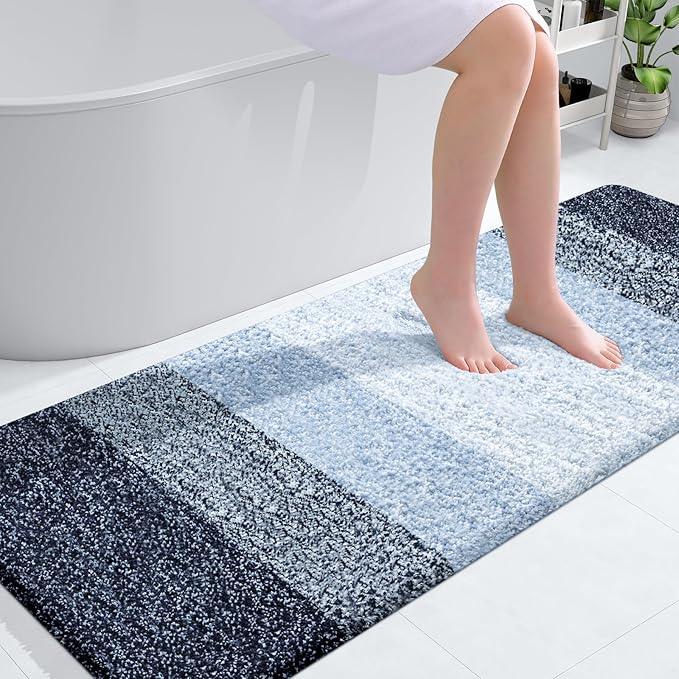 OLANLY Bathroom Runner Rugs 59x24, Extra Soft Absorbent Microfiber Bath Rugs, Rubber Backing, Quick Dry, Washable Bath Mats for Bathroom Floor, Tub and Shower, Home Decor Accessories, Navy Blue - ModernBath