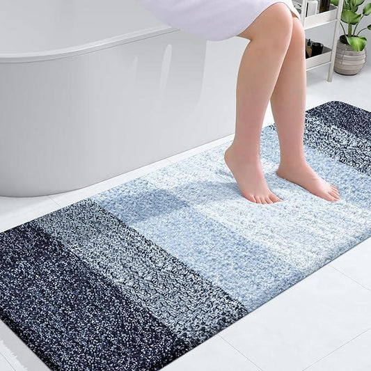 OLANLY Bathroom Runner Rugs 59x24, Extra Soft Absorbent Microfiber Bath Rugs, Rubber Backing, Quick Dry, Washable Bath Mats for Bathroom Floor, Tub and Shower, Home Decor Accessories, Navy Blue - ModernBath