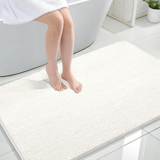 OLANLY Bathroom Rugs 47x32, Extra Soft Absorbent Chenille Bath Rugs, Rubber Backing Quick Dry, Machine Washable Bath Mats for Bathroom Floor, Tub and Shower, Home Decor Accessories, Ivory - ModernBath