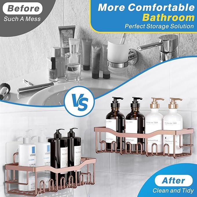 EUDELE Shower Caddy 2 Pack,Adhesive Shower Organizer for Home Decor&Kitchen Organizers,No Drilling,Rustproof Stainless Steel Bathroom Shelf Organizer - ModernBath