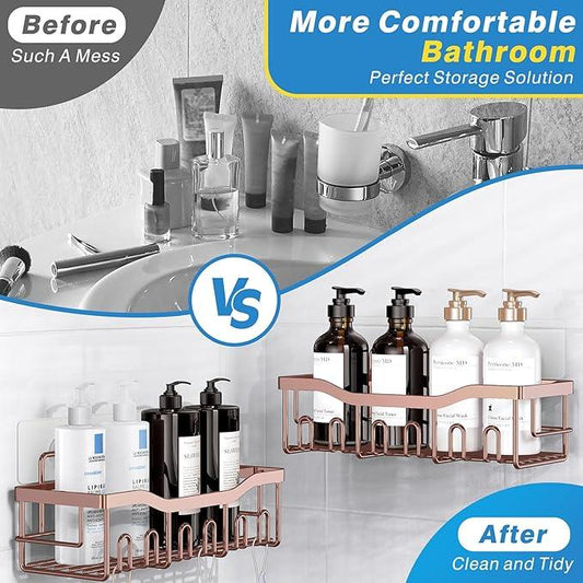 EUDELE Shower Caddy 2 Pack,Adhesive Shower Organizer for Home Decor&Kitchen Organizers,No Drilling,Rustproof Stainless Steel Bathroom Shelf Organizer - ModernBath