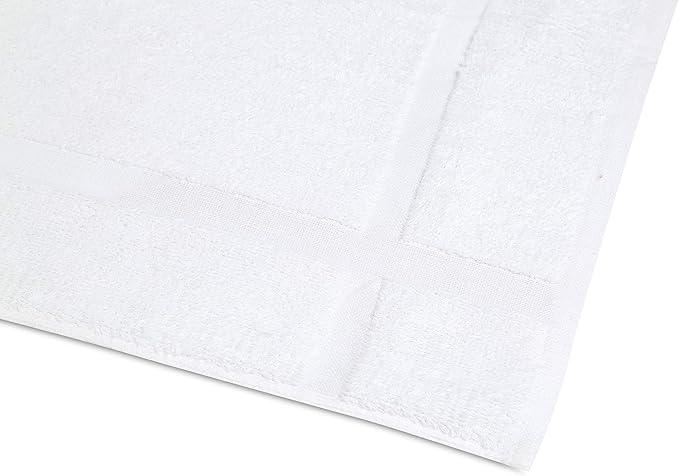 GOLD TEXTILES 12 Pack New Cotton Blend Economy White Hotel Bath Mat Towel (18x25 Inches) Light Weight Quick Drying & Machine Washable - Hotel Supplies Shower Bath Mat Towel - ModernBath