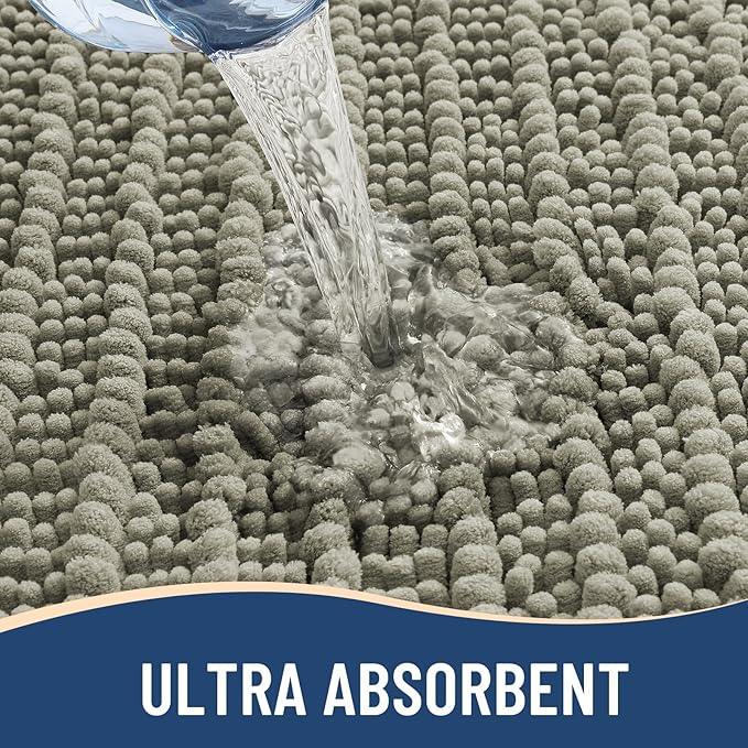 Arotive Luxury Chenille Bathroom Rug Mat, Extra Soft Thick Absorbent Shaggy Bath Rugs, Non-Slip Machine Wash Dry, Plush Bath Mats for Bathroom, Shower and Tub, 47x24, Warm Taupe - ModernBath