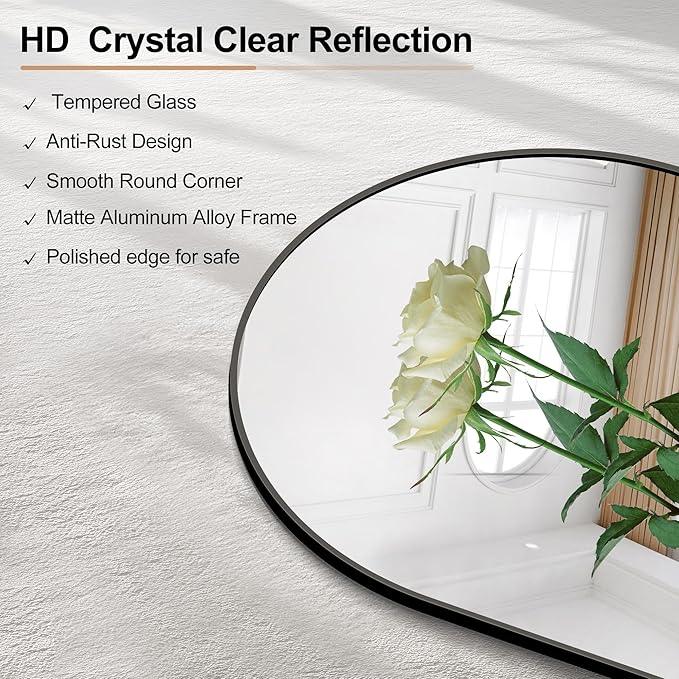 Arched Bathroom Mirror, 60"x36" Black Arched Mirror for Bathroom, Wall Mounted Mirror, Black Vanity Wall Mirror Metal Frame for Bedroom, Entryway, Living Room, Vertically Hanging - ModernBath