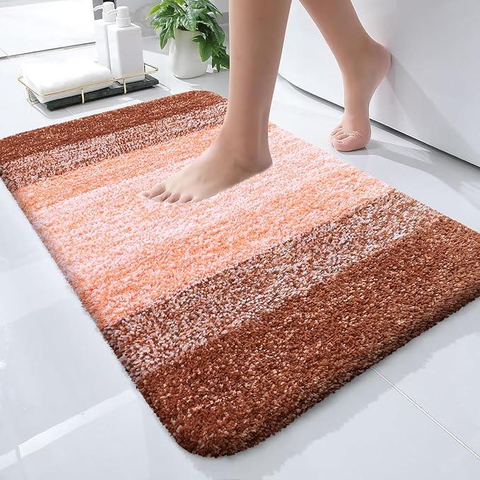 OLANLY Bathroom Rugs Mat 24x16, Extra Soft Absorbent Microfiber Bath Rugs, Rubber Backing, Quick Dry, Machine Washable Bath Mats for Bathroom Floor, Tub and Shower, Home Decor Accessories, Orange - ModernBath