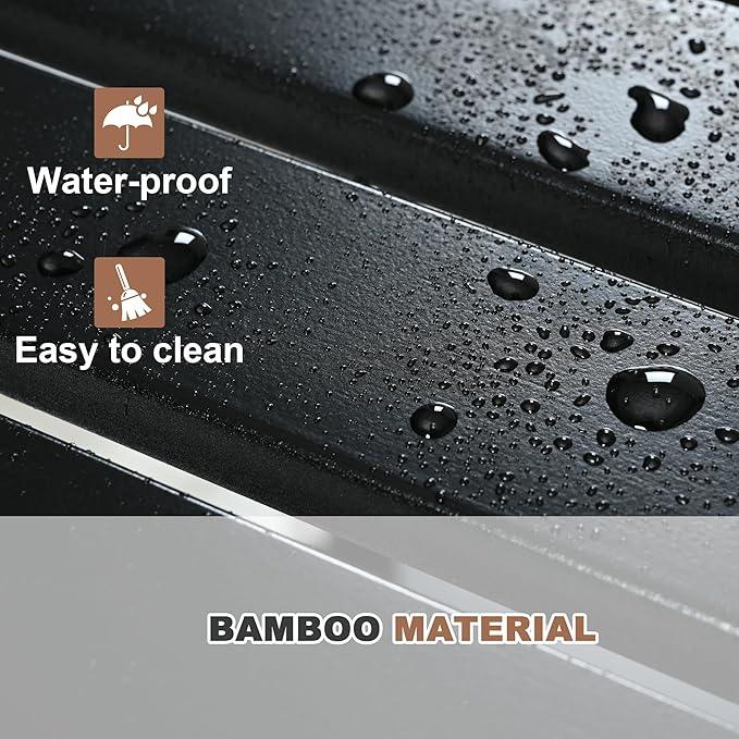 Black Bamboo Shower Bench for Inside Shower with Storage Shelf, Bathroom Shower Stool for Adults Shaving Legs, Spa Bathroom Bench Stool for Indoor Outdoor Use,Bamboo - ModernBath