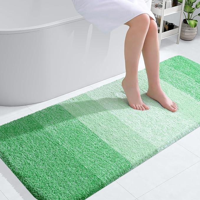 OLANLY Bathroom Runner Rugs 54x24, Extra Soft Absorbent Microfiber Bath Rugs, Rubber Backing, Quick Dry, Machine Washable Bath Mats for Bathroom Floor, Tub and Shower, Home Decor Accessories, Green - ModernBath