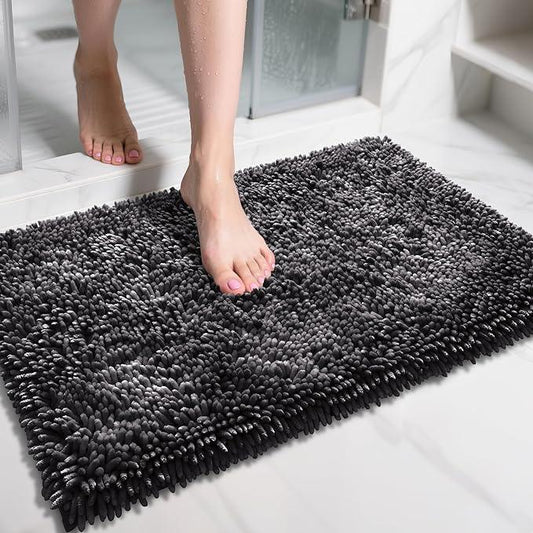 Yimobra Chenille Bathroom Rugs Non Slip, Extra Thick Soft Absorbent Bath Rug 31.5x20 Inch, Machine Washable Quick Dry Bath Mat for Bathroom Floor, Tub and Shower, Home Decor Accessories, Dark Grey - ModernBath