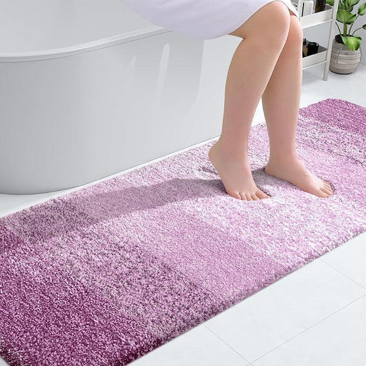 OLANLY Bathroom Runner Rugs 70x24, Extra Soft Absorbent Microfiber Bath Rugs, Rubber Backing, Quick Dry, Washable Bath Mats for Bathroom Floor, Tub and Shower, Home Decor Accessories, Pinkish-Purple - ModernBath