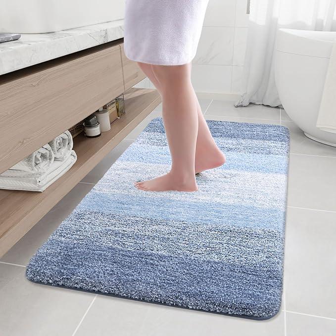 Arotive Microfiber Bathroom Rugs, Shaggy Soft and Absorbent Bath Rug, Non-Slip, Thick Plush Machine Washable Dry Bath Mats for Bathroom, Tub and Shower, 50x30, Light Blue, Rectangular - ModernBath