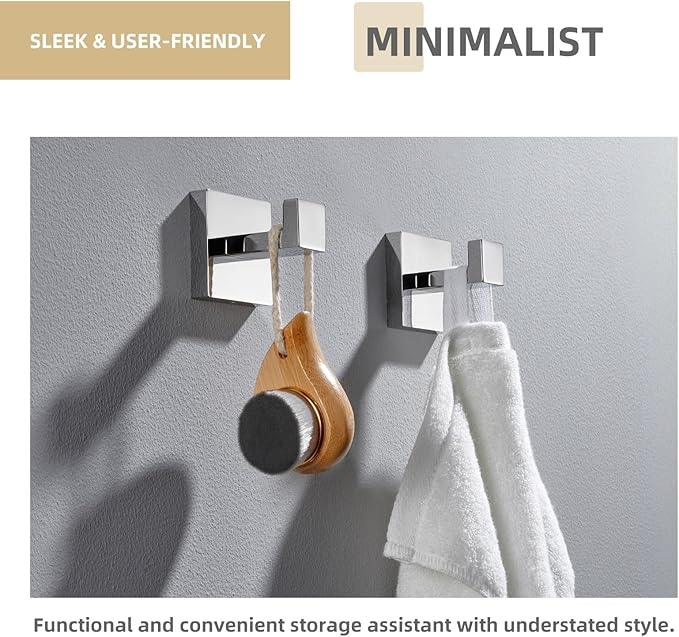 Angle Simple Towel Hooks, SUS 304 Stainless Steel Bathroom Towel Hooks, Wall Robe Coat Hanger, Polished Chrome, 2 Pack - ModernBath