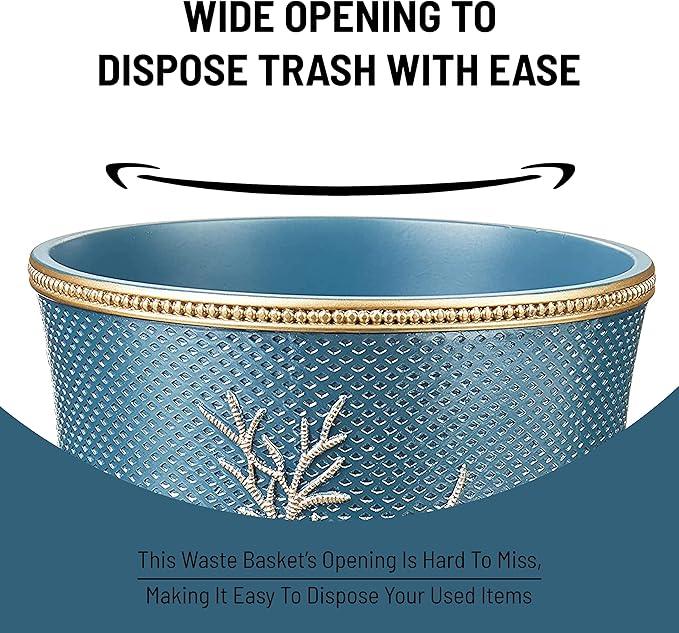 Zahari Home 2pc Capri Bathroom Decor Set Waste Basket for Bathroom & Tissue Cover Modern Classic Decor Stylish Unique Design Beautiful Royal Blue Bathroom Accessories Set - ModernBath