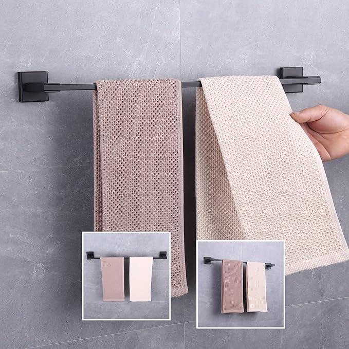 GERZWY Matte Black Towel Bar, 24 Inch Bathroom Wall Mounted Towel Rail, Hand Towel Holder, Stainless Steel JG1901A60-BK - ModernBath
