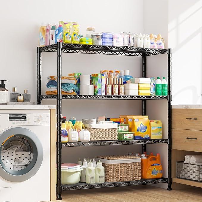 REIBII Wire Shelving Storage Shelves Metal Shelves Heavy Duty Shelving Adjustable Garage Storage Wire Shelf Pantry Shelves for Bedroom Kitchen Rack 35.5''W x 14''D x 59''H - ModernBath