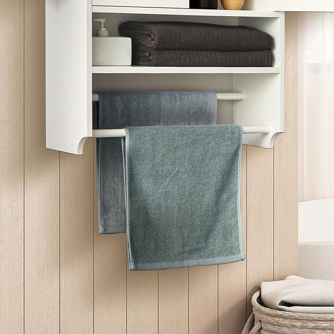 Bathroom Wall Cabinet with Door, Over The Toilet Wood Hanging Medicine Cabinets with DIY Lighting for Laundry Room Kitchen Storage - ModernBath