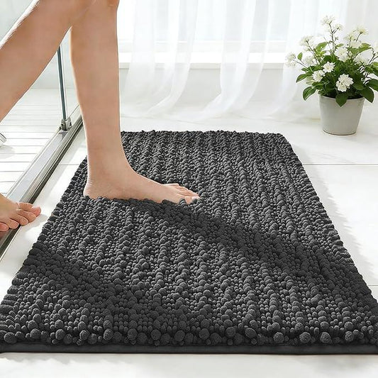 ILANGO Bathroom Rugs Dark Grey 36x24,Extra Soft Absorbent Chenille Bath Rugs,Thick Non-Slip Shaggy Bath Mat,Machine Washable Quick Dry Bath Mats for Bathroom Floor, Tub, Shower Accessories - ModernBath