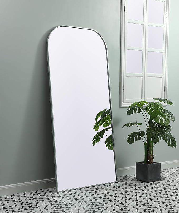 Illuminate, Metal Frame Arch Full Length Mirror 35X72 Inch in, Modern, Silver - ModernBath